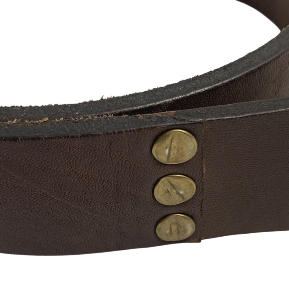Distressed Leather Generic Double-O-Ring belt in Vintage Brown Size 30 - Picture 3 of 6